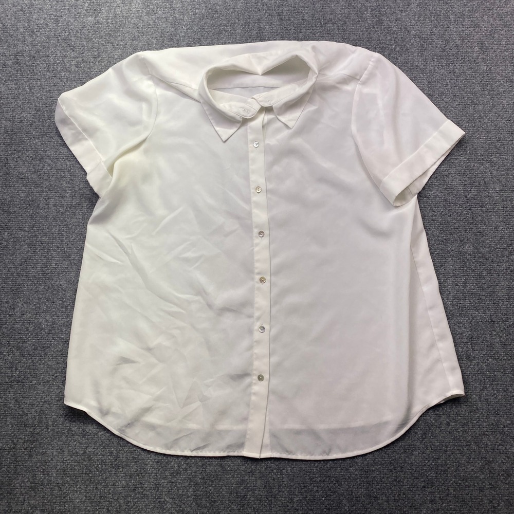HATCH White Short Sleeve Button Down Blouse Size 4 Maternity Friendly Minimalist